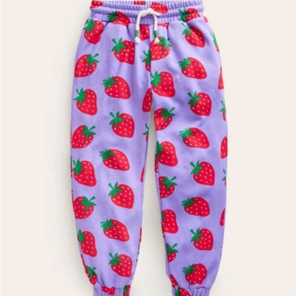 Mini Boden Kids Strawberry Print Joggers - Purple with strawberries size 5Y